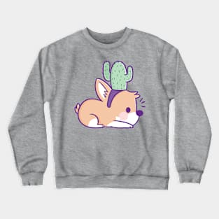 Corgi With a Cactus on his Head Crewneck Sweatshirt